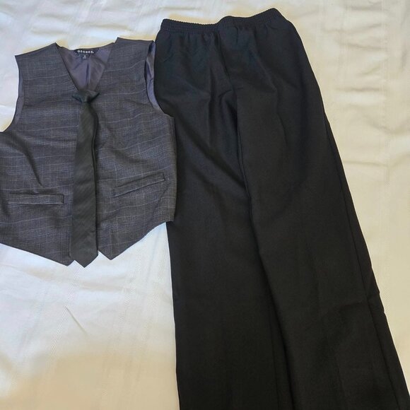 Boys Size 10 George Brand 3 Piece Outfit, Pants, Vest & Clip Tie - Picture 1 of 14